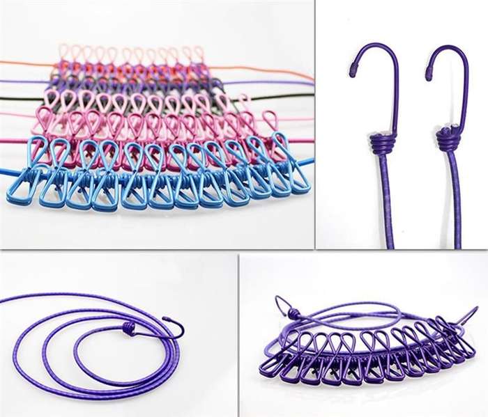 ZS - Camping Home Laundry Line Elastic Clothesline Purple