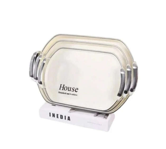 Multipurpose Tray Set 3pcs - Silver - Round