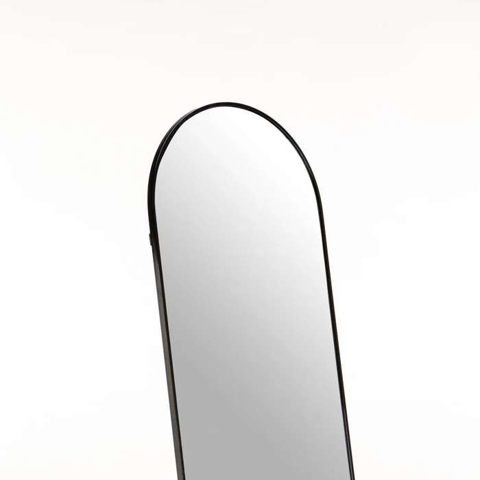 ZS - Free-Standing or Wall-Mount Aluminum Frame Arched Mirror - 146 cm x 36 cm Black