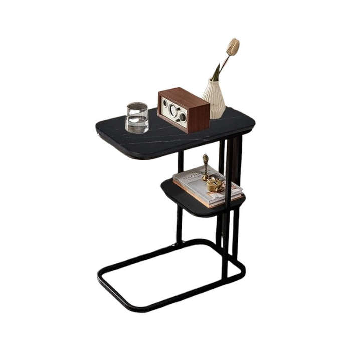 ZS - 2-Tier Chic Luxurious Side Table Black
