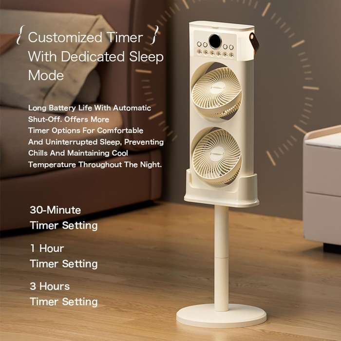 ZS - Dual Fan Mist Cooling Fan with Humidifier, 6 Nozzles 360 Adjustable