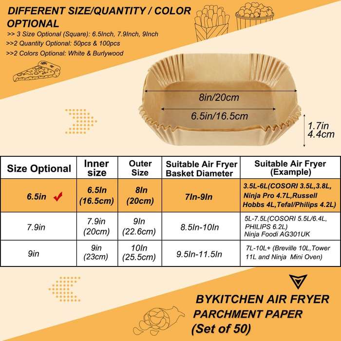 ZS - Air Fryer Parchment Paper Liner, 50PCS Square Liners