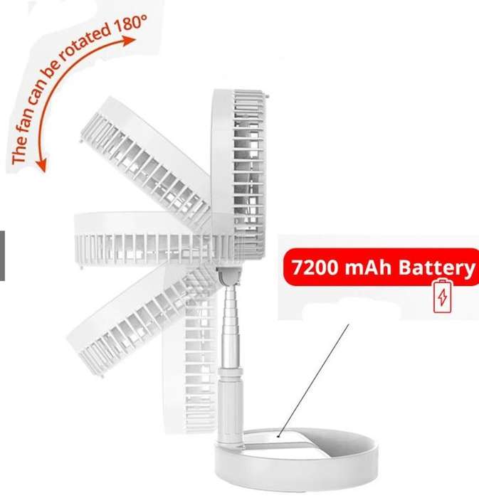 ZS - Rechargeable Portable Telescopic Hydrating Retractable Floor/Desk Fan White