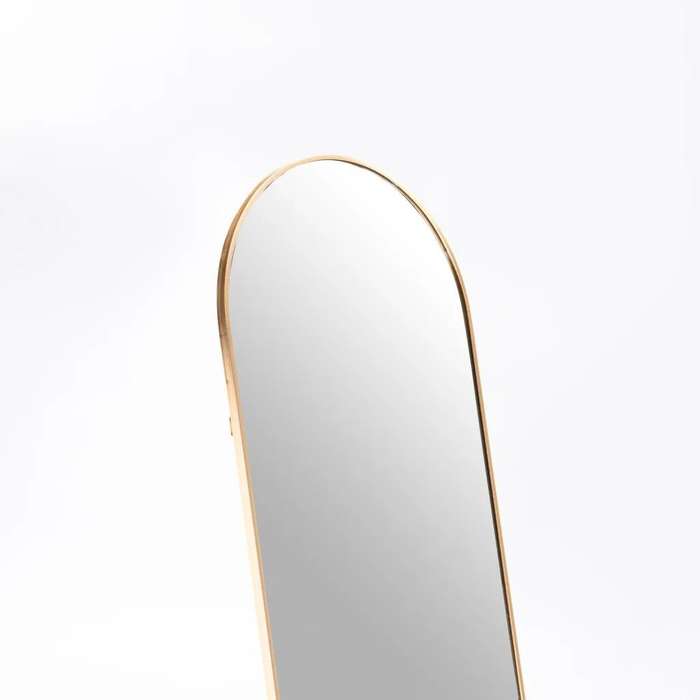 ZS - Free-Standing or Wall-Mount Aluminum Frame Arched Mirror - 146 cm x 36 cm Black