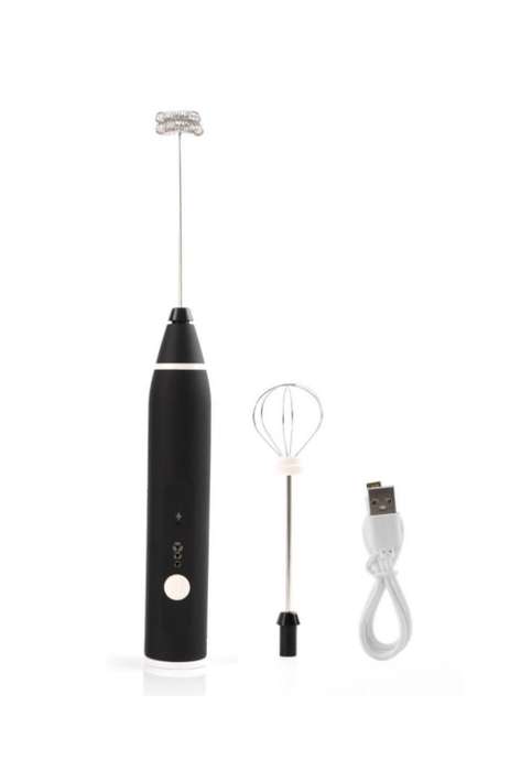 ZS - Rechargeable Portable 2 in 1 Milk Frother Black