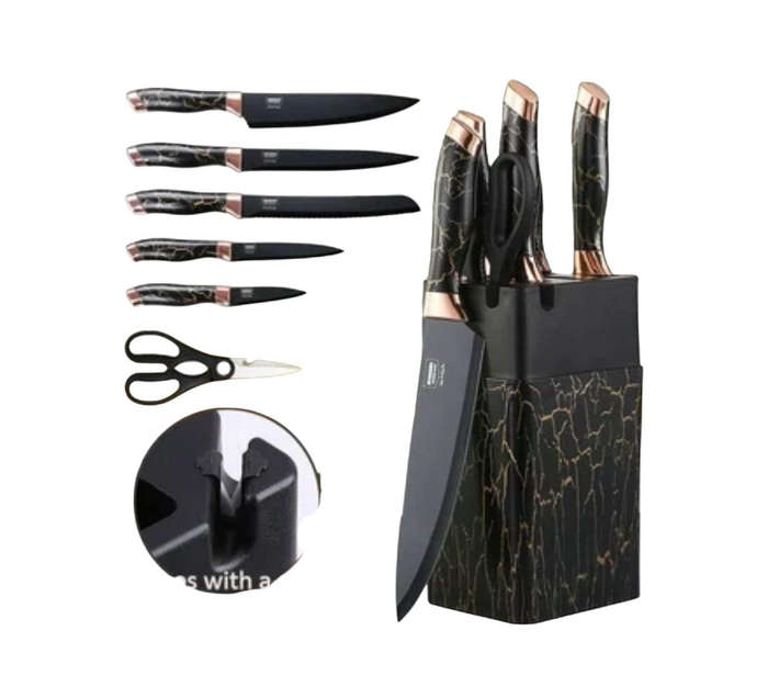 ZS - All in one Pro 7pcs Knife Set with Sharpener White