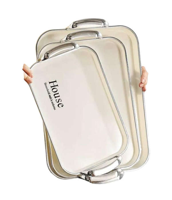 Multipurpose Tray Set 3pcs - Silver - Round
