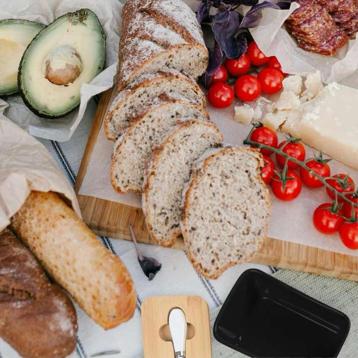 ZS - Ceramic Butter Jar with Butter Knife Black