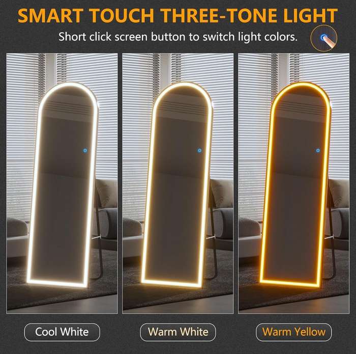 ZS - Full Length arched Mirror with LED Lights: 50cm x 160cm