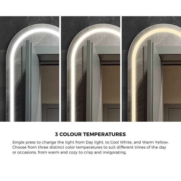 ZS - Frameless Arched Bathroom Mirror 110 x 70 cm with LED lighting