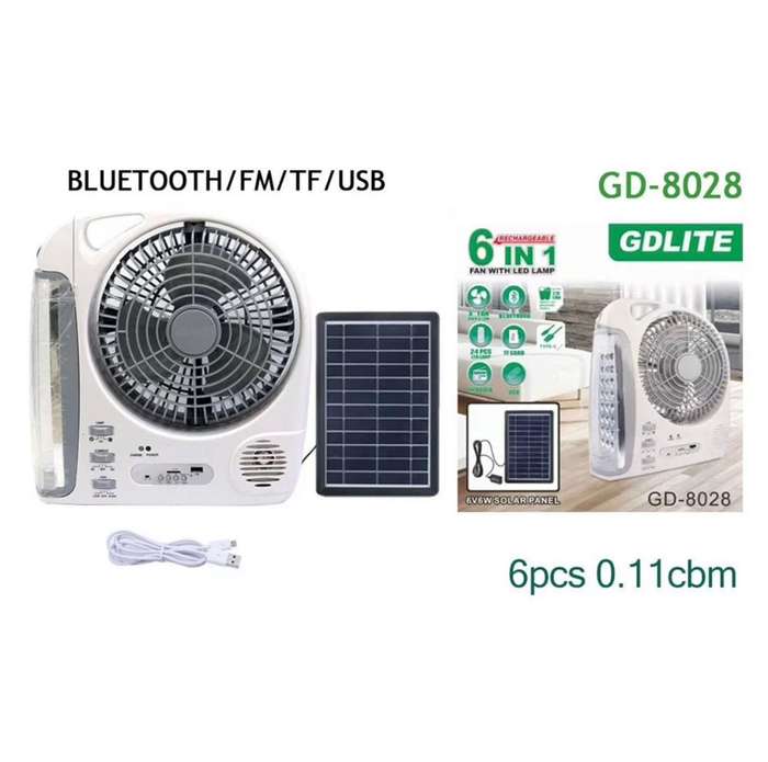 GD-8028 6 in 1 Rechargeable Solar Fan