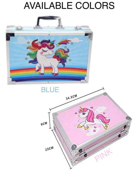 ZS - Art Set with Aluminum Folding Case for Kids - 145 Piece Set Pink