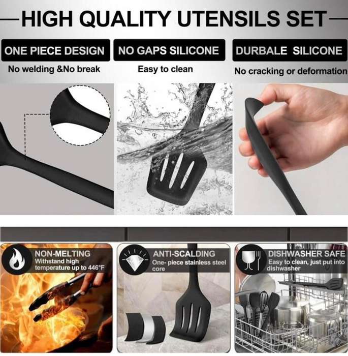 ZS - 18 Pcs Silicone Kitchen Tools Utensils White