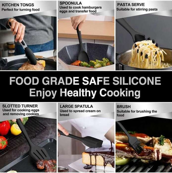 ZS - 18 Pcs Silicone Kitchen Tools Utensils White