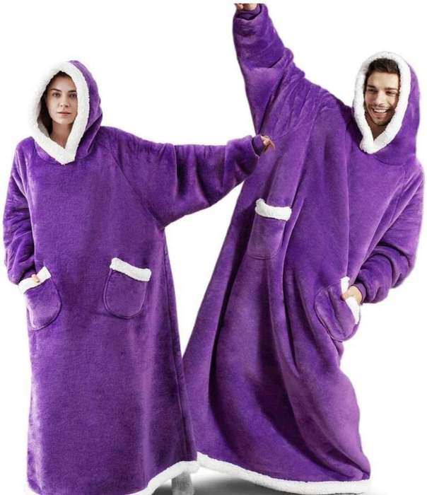 ZS - Extra Long Oversized Huggle Blanket Hoodie Pink