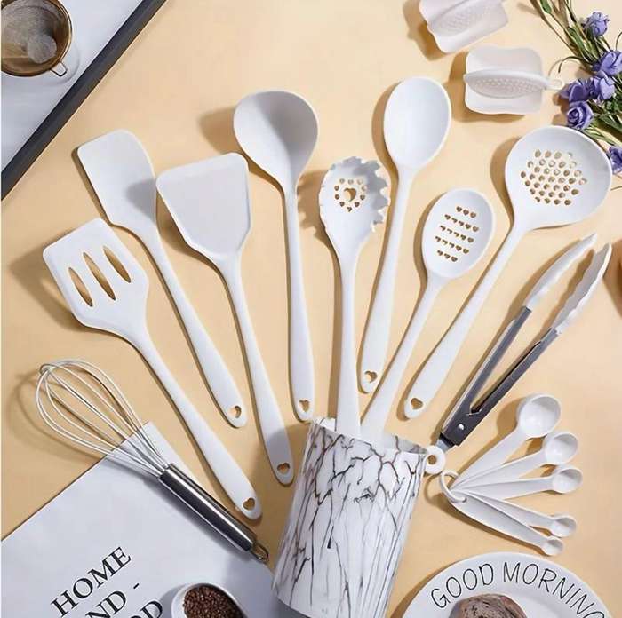 ZS - 18 Pcs Silicone Kitchen Tools Utensils White