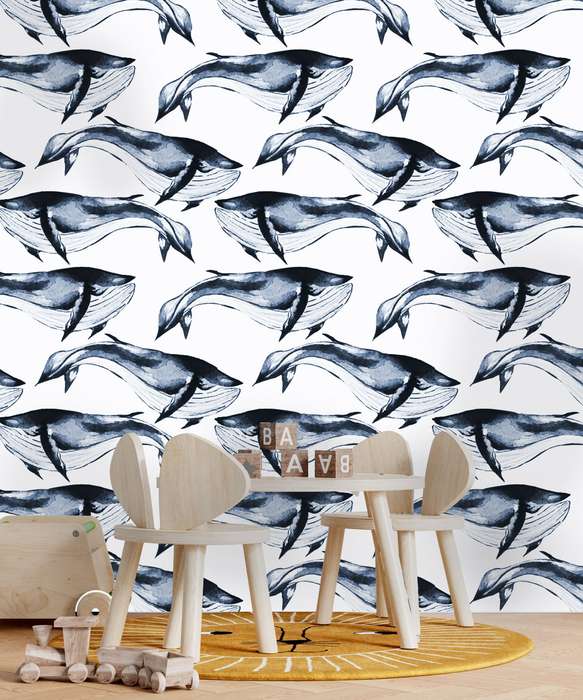 Watercolour Whale Wallpaper