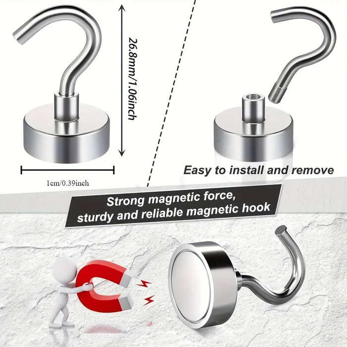 20pcs Magnetic Hooks - Heavy Duty 11.34KG Neodymium Magnets
