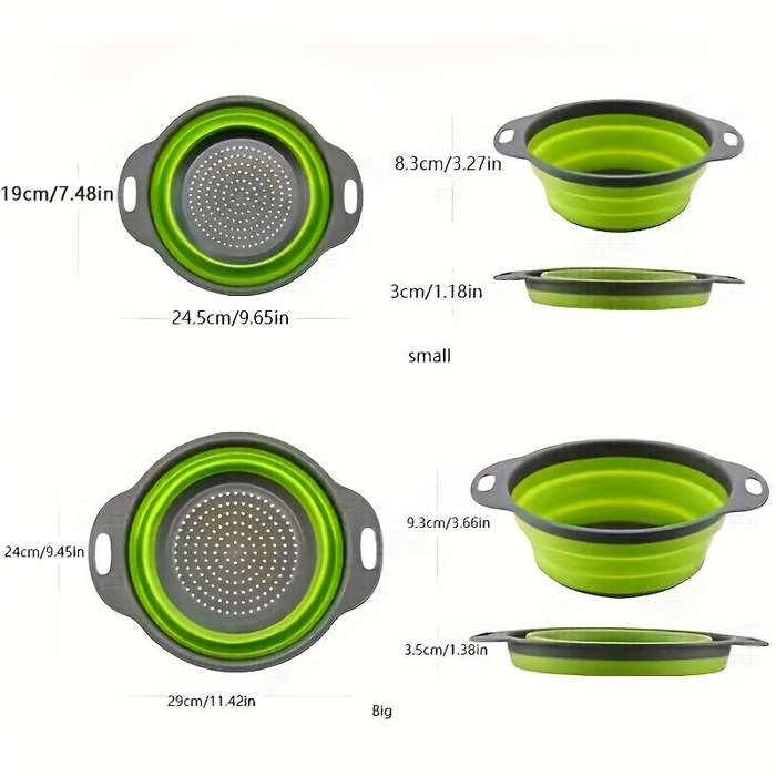 2pcs, Collapsible Silicone Colander