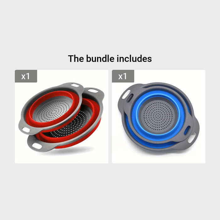 2pcs, Collapsible Silicone Colander