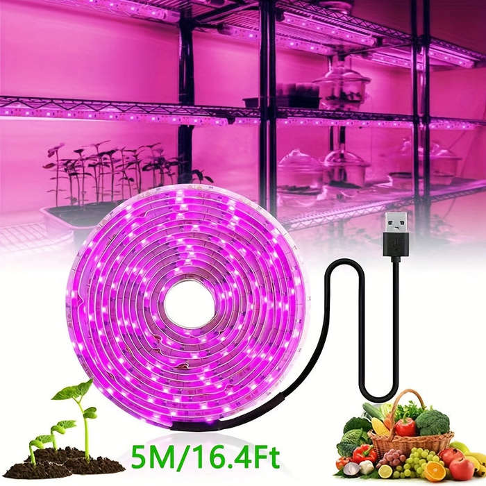 Fitolampy Full Spectrum LED Grow Light Strip, 60 Lumens/m, USB Powered
