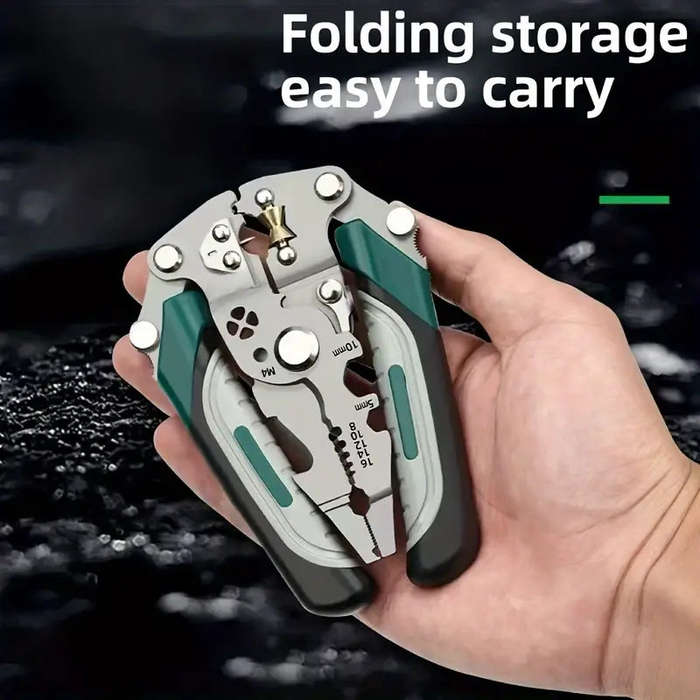 Collapsible Wire Stripping Pliers  Multi-Function Electrician Tool with Crimping, Cutting, and...