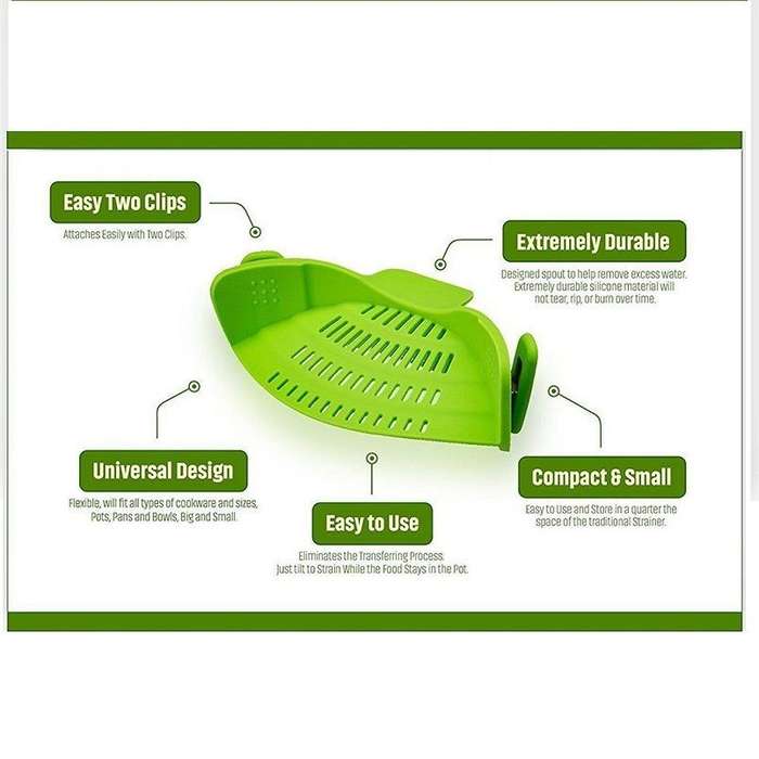 Collapsible Silicone Clip-On Strainer
