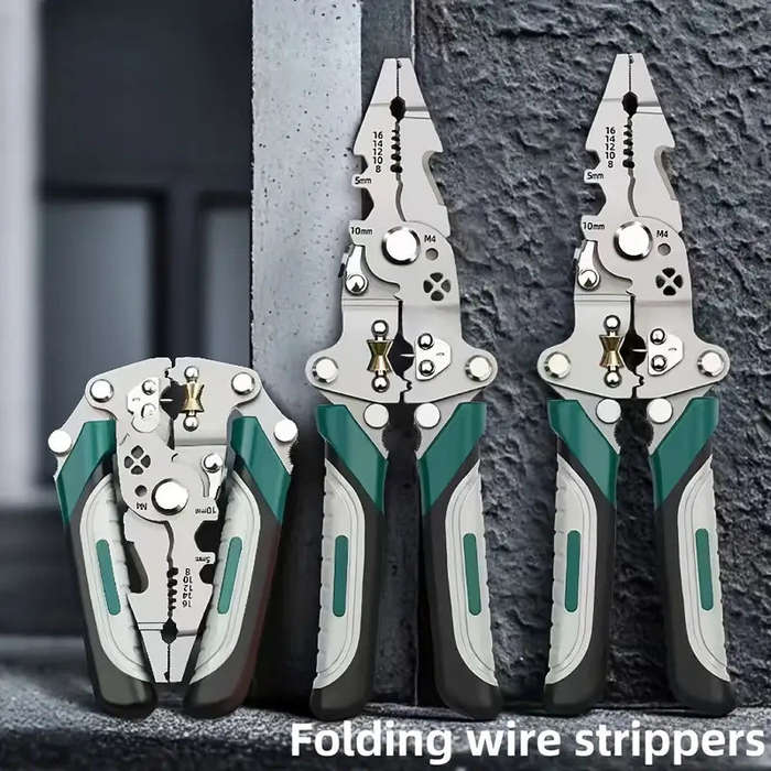 Collapsible Wire Stripping Pliers  Multi-Function Electrician Tool with Crimping, Cutting, and...