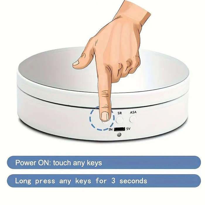 1pc Premium Electric Rotating Display Stand - 360 Degree Auto-Rotation