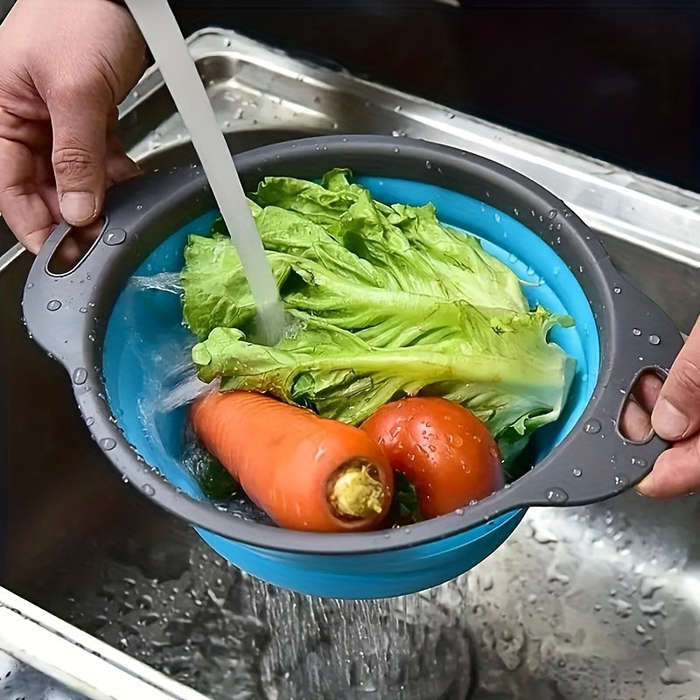 2pcs, Collapsible Silicone Colander