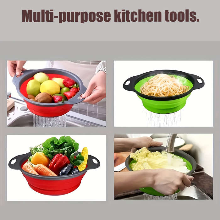 2pcs, Collapsible Silicone Colander