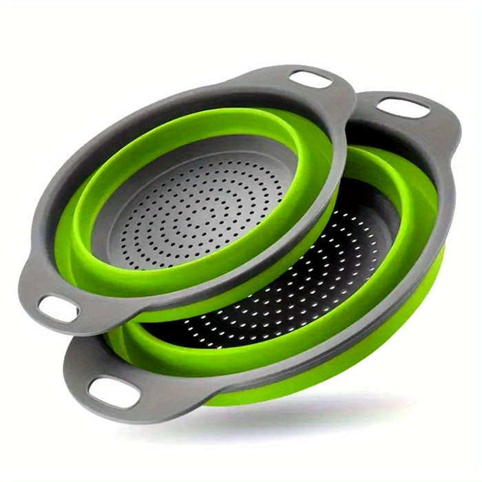 2pcs, Collapsible Silicone Colander