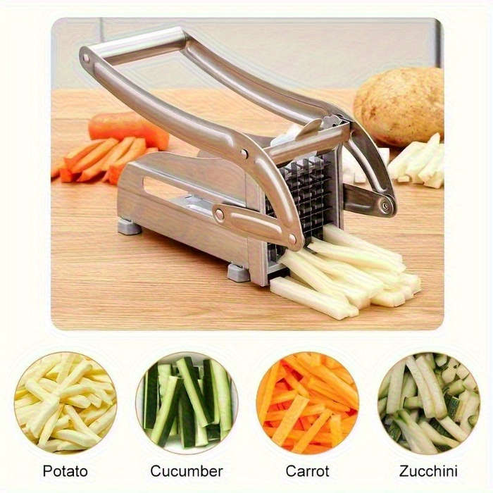 Stainless Steel French Fry Cutter - Effortlessly Slice Potatoes, Carrots, Cucumbers, and Onions