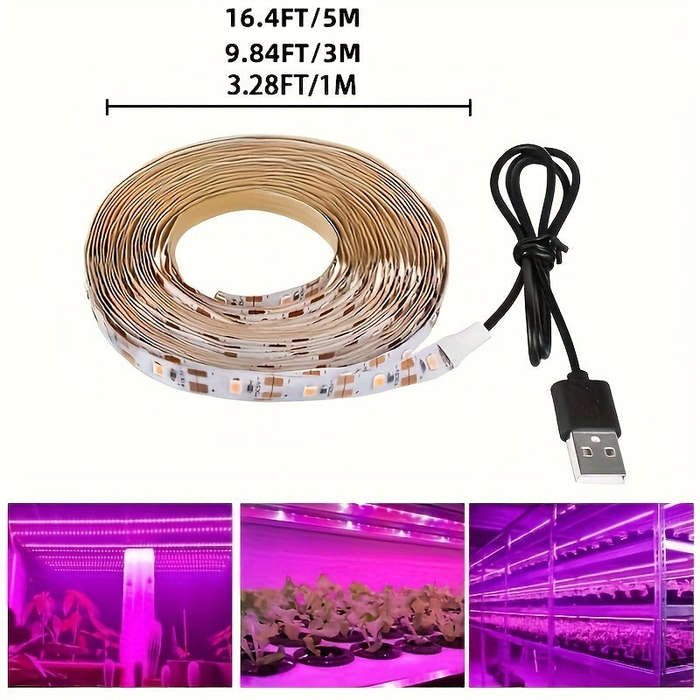 Fitolampy Full Spectrum LED Grow Light Strip, 60 Lumens/m, USB Powered