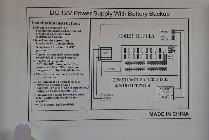 CJ Power Supply 12V 10A 9 Channel