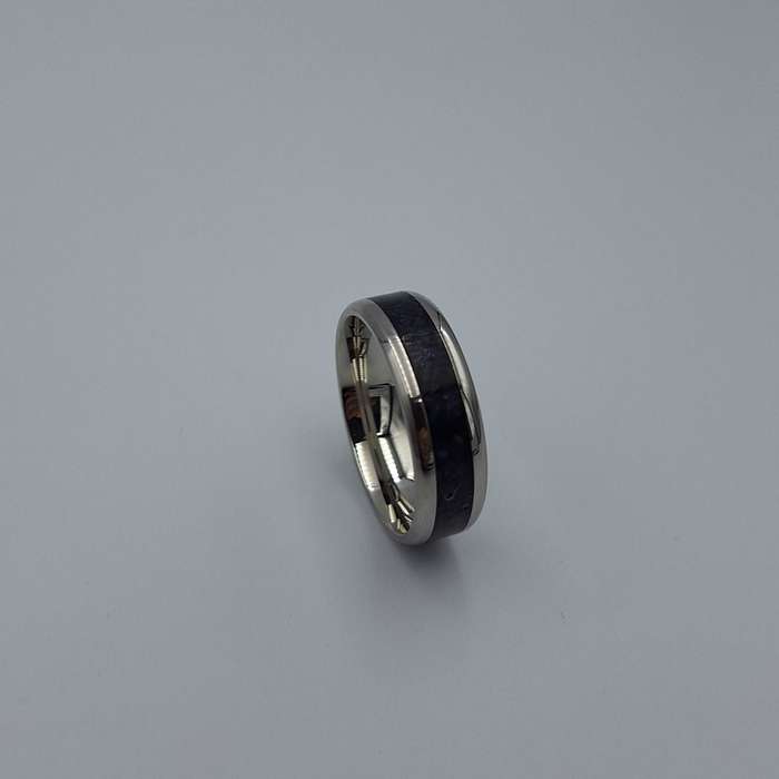Custom Handmade Stainless Steel 8mm Ring With Crushed Opals - Size 15
