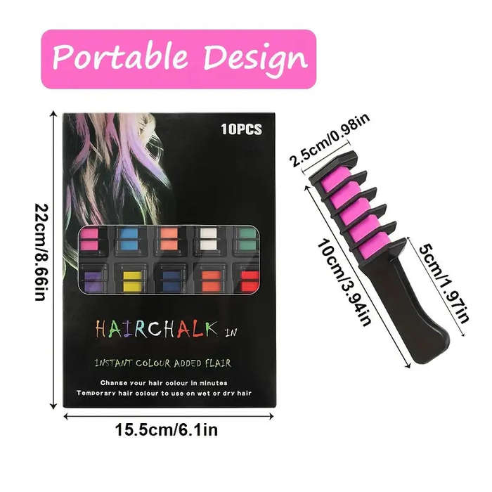 10-Color Hair Chalk Comb