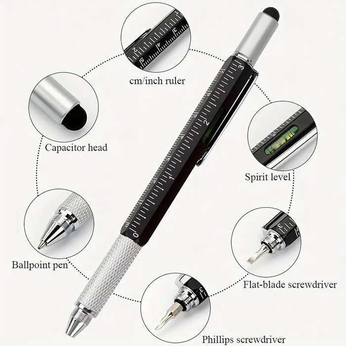 3pc Mixed Color Hexagonal 6-in-1 Multifunction Stylus Pens