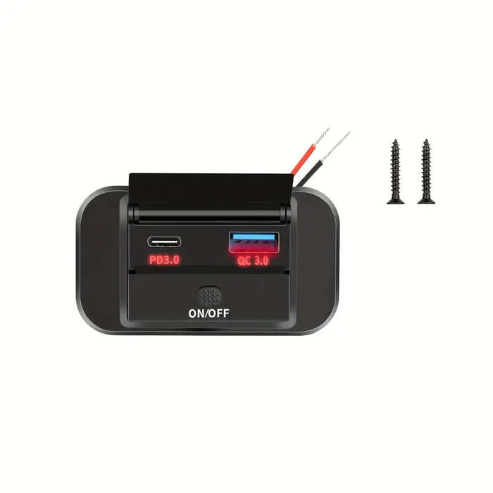 2Pc 54Watt 12V/24V USB Outlet Dual Quick Charge PD3.0 + Type-C (USB C) & QC3.0