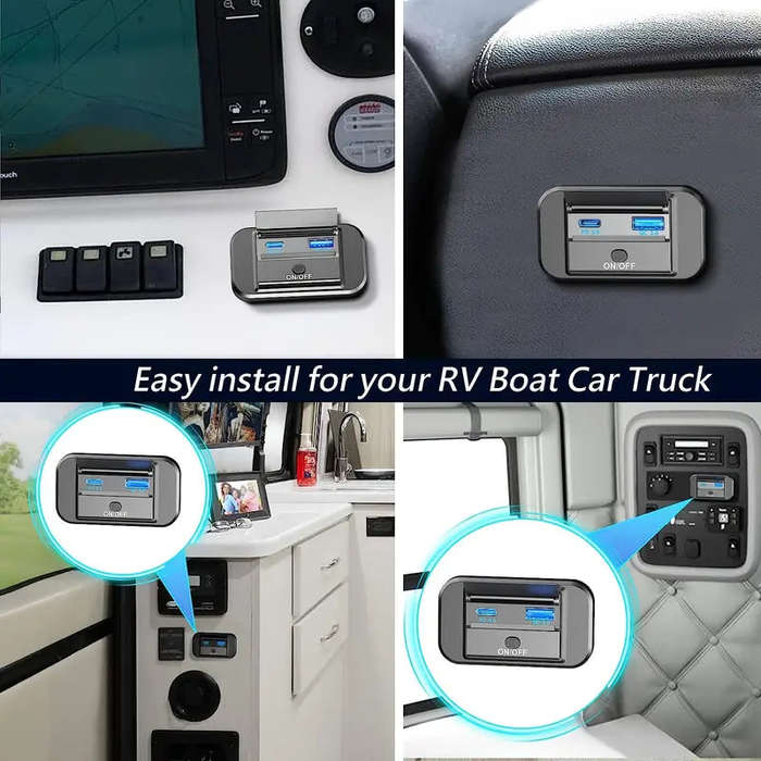 2Pc 54Watt 12V/24V USB Outlet Dual Quick Charge PD3.0 + Type-C (USB C) & QC3.0