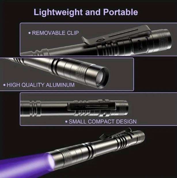 1 Piece Uv Black Light Flashlights With Clip - 395Nm
