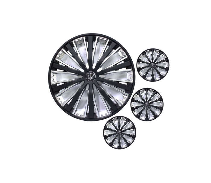 Wheel Cap With Black & Silver Fan Design Set