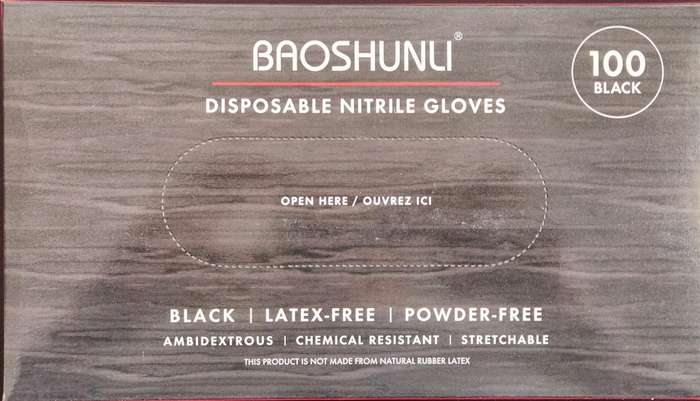 Baoshunli Disposable Nitrile Gloves, Latex-Free, Powder-Free - BLACK (QUALITY PRODUCT)