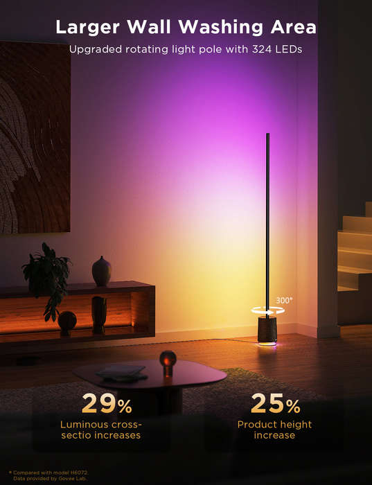 Govee Floor Lamp Pro RGBICWW Smart Floor Lamp with Speaker - 1.7m - Black