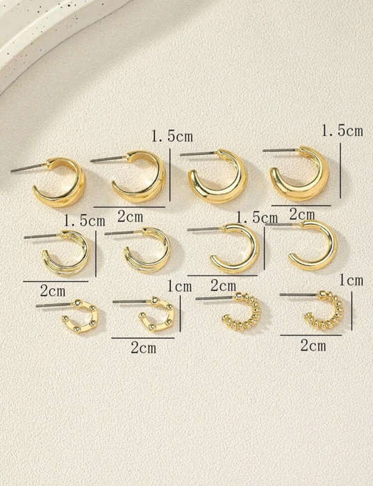 6 Pairs Style Stud Earrings