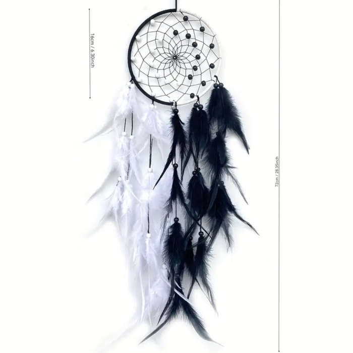 Black & White Dreamcatcher  Balance, Protection & Timeless Elegance