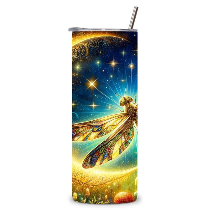Golden Dragonfly & Crescent Moon Tumbler