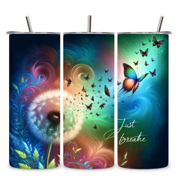 Just Breathe Butterfly & Dandelion Tumbler