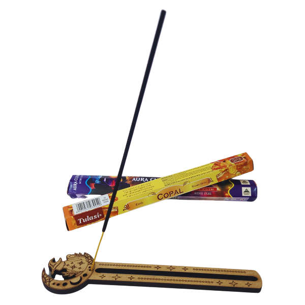 Mystical Cat and Moon Phases Incense Holder