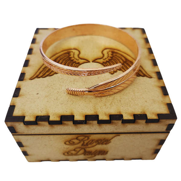 Wings of Wisdom Feather Copper Bangle